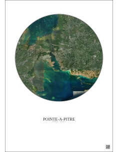 Affiche Pointe A Pitre – Poster vue satellite 10km Couleur | Gravura – Fond clair 2