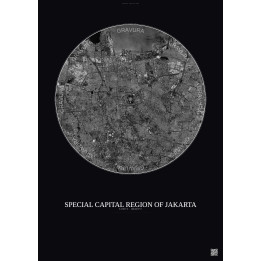 Special Capital Region Of Jakarta Satellite View Poster 10km B&W | Gravura – Dark background