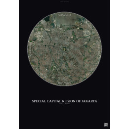Affiche Special Capital Region Of Jakarta – Poster vue satellite 10km Couleur | Gravura – Fond foncé