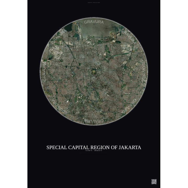Special Capital Region Of Jakarta Satellite View Poster 10km Color | Gravura – Dark background