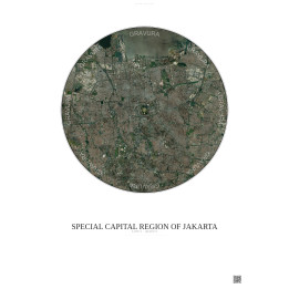 Affiche Special Capital Region Of Jakarta – Poster vue satellite 10km Couleur | Gravura – Fond clair