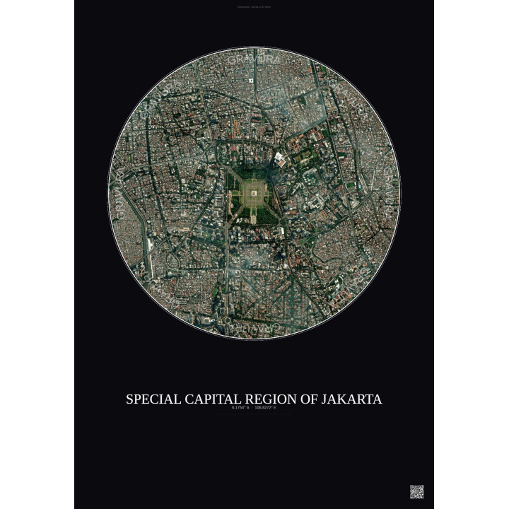 Special Capital Region Of Jakarta Satellite View Poster 2.5km Color | Gravura – Dark background