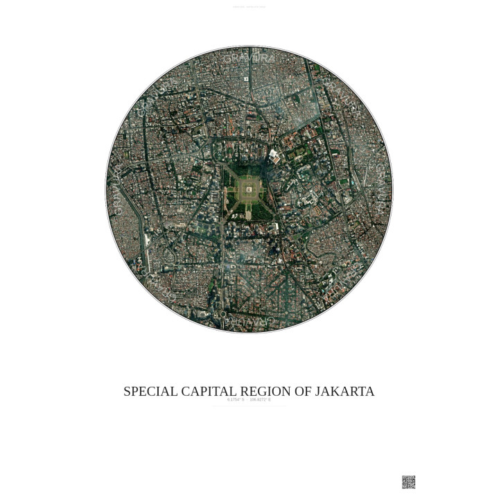 Affiche Special Capital Region Of Jakarta – Poster vue satellite 2.5km Couleur | Gravura – Fond clair