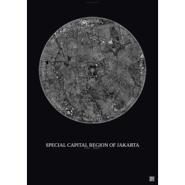 Special Capital Region Of Jakarta Satellite View Poster 6km B&W | Gravura – Dark background