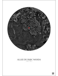 Roquefort Les Pins Satellite View Poster 1km B&W | Gravura – Light background 2