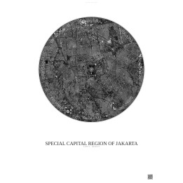 Special Capital Region Of Jakarta Satellite View Poster 6km B&W | Gravura – Light background