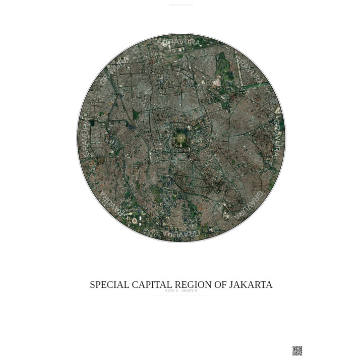 Special Capital Region Of Jakarta Satellite View Poster 6km Color | Gravura – Light background