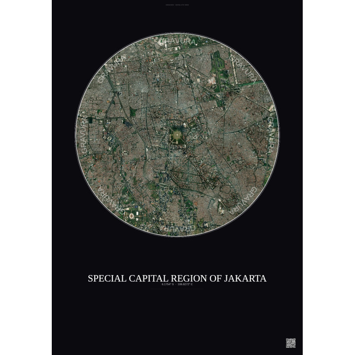 Special Capital Region Of Jakarta Satellite View Poster 6km Color | Gravura – Dark background