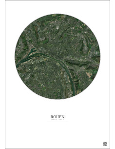 Rouen Satellite View Poster 5km Color | Gravura – Light background 2