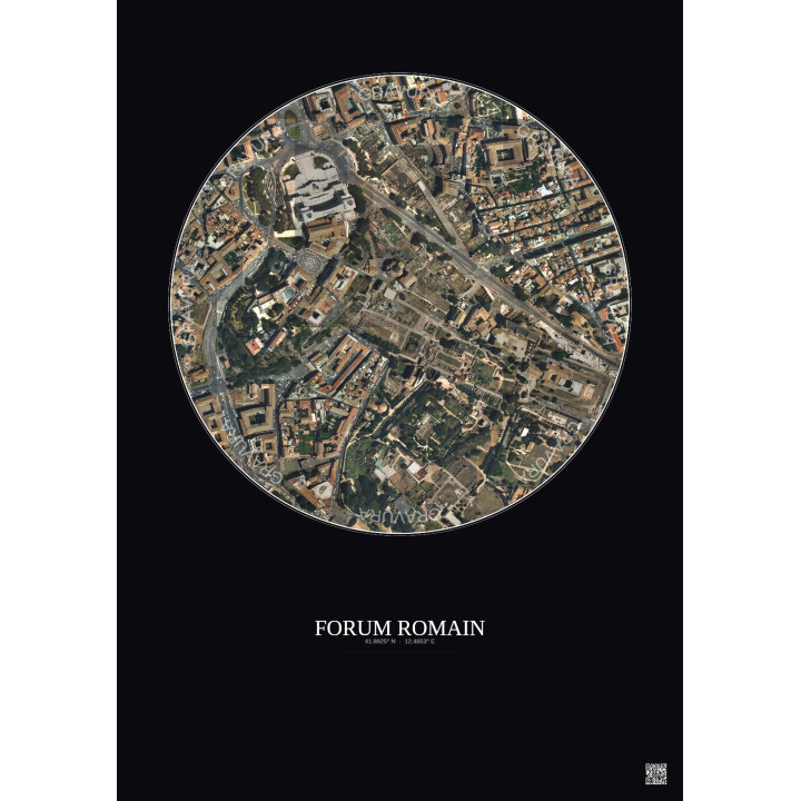 Forum Romain Satellite View Poster 0.5km Color | Gravura – Dark background