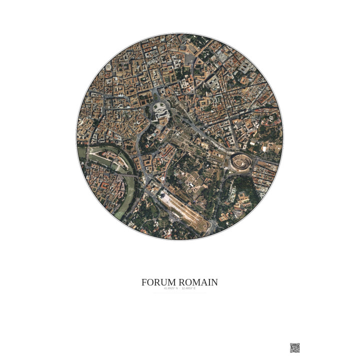 Forum Romain Satellite View Poster 1km Color | Gravura – Light background
