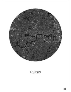 Affiche London – Poster vue satellite 10km N&B | Gravura – Fond clair 2