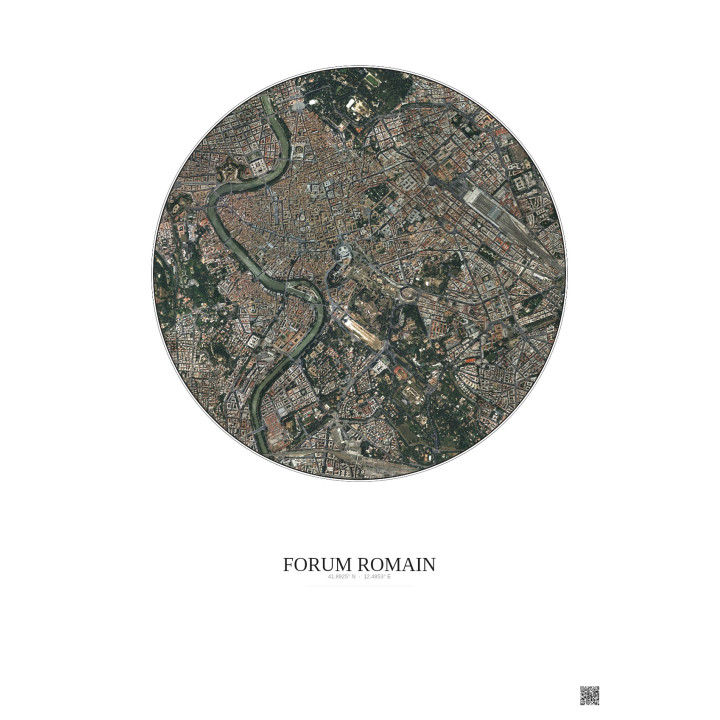 Forum Romain Satellite View Poster 2.5km Color | Gravura – Light background