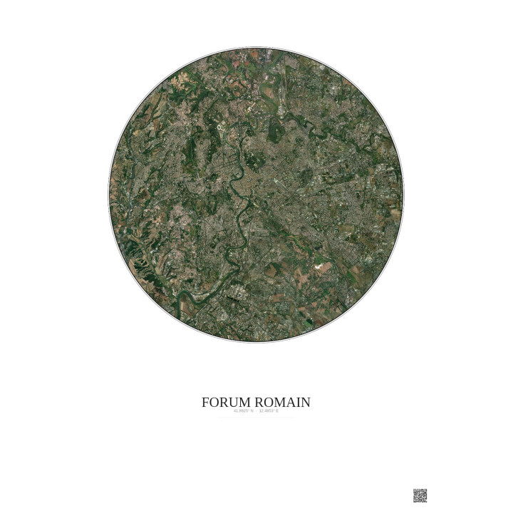 Affiche Forum Romain – Poster vue satellite 10km Couleur | Gravura – Fond clair