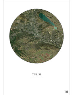 Tbilisi Satellite View Poster 10km Color | Gravura – Light background 2
