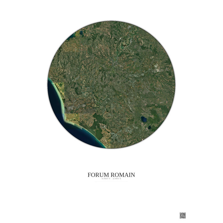 Affiche Forum Romain – Poster vue satellite 30km Couleur | Gravura – Fond clair