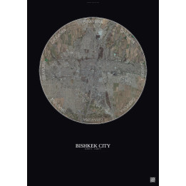 Bishkek City Satellite View Poster 10km Color | Gravura – Dark background