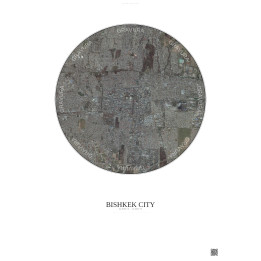 Affiche Bishkek City – Poster vue satellite 6km Couleur | Gravura – Fond clair