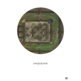 Angkor Wat Satellite View Poster 0.1km Color | Gravura – Light background
