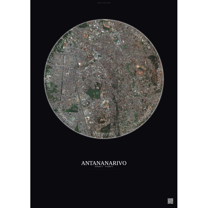 Antananarivo Satellite View Poster 2.5km Color | Gravura – Dark background
