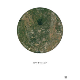 Affiche Nay Pyi Taw – Poster vue satellite 10km Couleur | Gravura – Fond clair