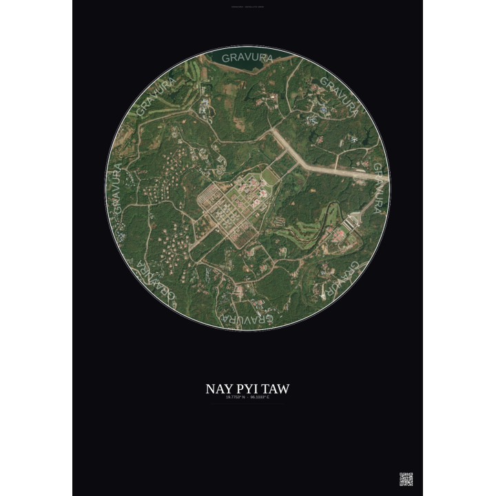 Nay Pyi Taw Satellite View Poster 2.5km Color | Gravura – Dark background