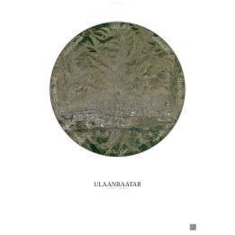 Ulaanbaatar Satellite View Poster 10km Color | Gravura – Light background