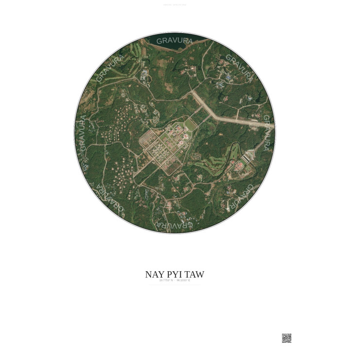 Affiche Nay Pyi Taw – Poster vue satellite 2.5km Couleur | Gravura – Fond clair