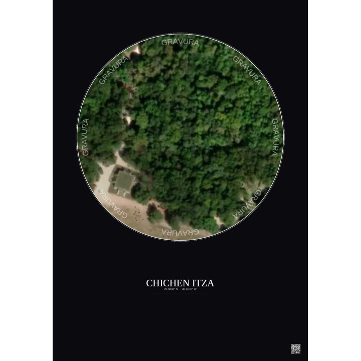 Chichen Itza Satellite View Poster 0.1km Color | Gravura – Dark background