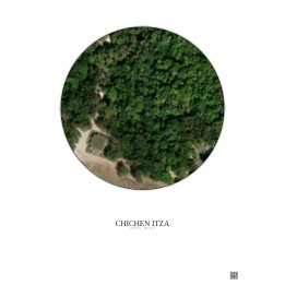 Affiche Chichen Itza – Poster vue satellite 0.1km Couleur | Gravura – Fond clair