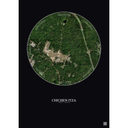 Affiche Chichen Itza – Poster vue satellite 0.5km Couleur | Gravura – Fond foncé