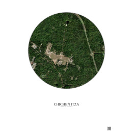 Chichen Itza Satellite View Poster 0.5km Color | Gravura – Light background