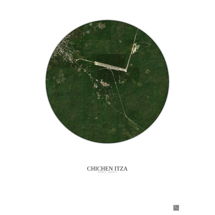 Chichen Itza Satellite View Poster 2.5km Color | Gravura – Light background