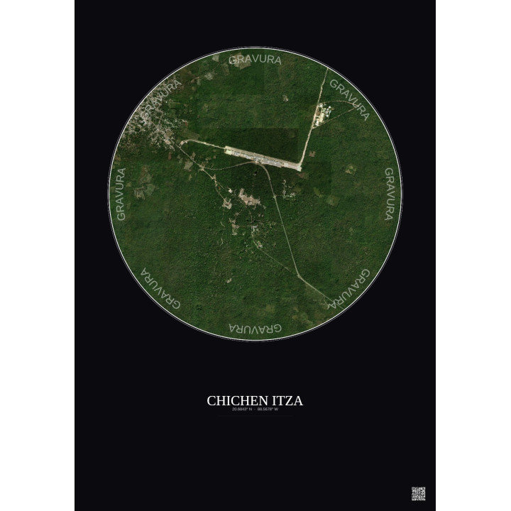 Chichen Itza Satellite View Poster 2.5km Color | Gravura – Dark background