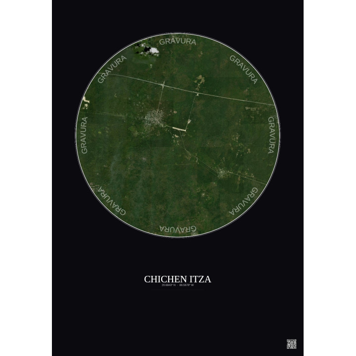 Chichen Itza Satellite View Poster 10km Color | Gravura – Dark background
