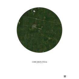 Affiche Chichen Itza – Poster vue satellite 10km Couleur | Gravura – Fond clair