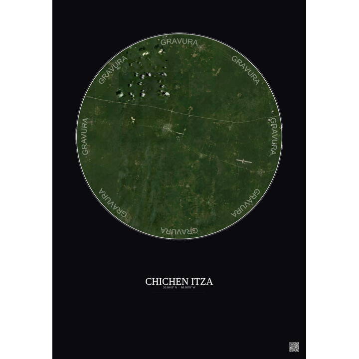 Chichen Itza Satellite View Poster 20km Color | Gravura – Dark background