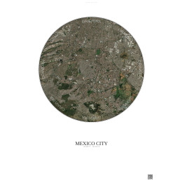 Mexico City Satellite View Poster 10km Color | Gravura – Light background