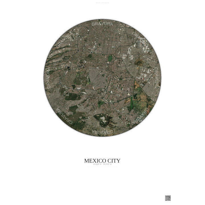 Mexico City Satellite View Poster 10km Color | Gravura – Light background