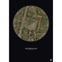 Affiche Teotihuacan – Poster vue satellite 0.5km Couleur | Gravura – Fond foncé