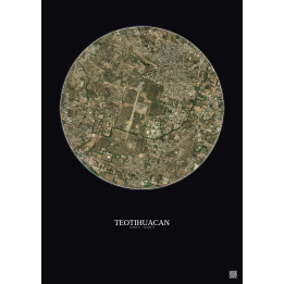Affiche Teotihuacan – Poster vue satellite 2.5km Couleur | Gravura – Fond foncé