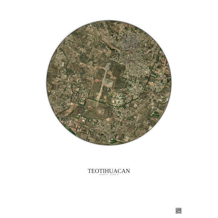 Teotihuacan Satellite View Poster 2.5km Color | Gravura – Light background