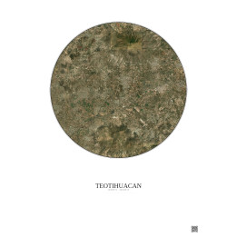 Affiche Teotihuacan – Poster vue satellite 10km Couleur | Gravura – Fond clair