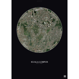 Kuala Lumpur Satellite View Poster 10km Color | Gravura – Dark background