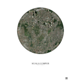 Kuala Lumpur Satellite View Poster 10km Color | Gravura – Light background