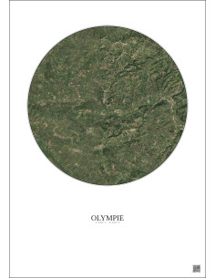 Olympie Satellite View Poster 10km Color | Gravura – Light background 2