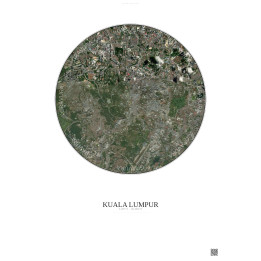 Affiche Kuala Lumpur – Poster vue satellite 6km Couleur | Gravura – Fond clair