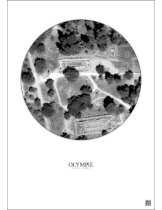 Olympie Satellite View Poster 0.1km B&W | Gravura – Light background 2