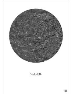 Olympie Satellite View Poster 10km B&W | Gravura – Light background 2