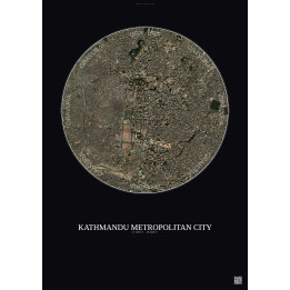 Affiche Kathmandu Metropolitan City – Poster vue satellite 2.5km Couleur | Gravura – Fond foncé